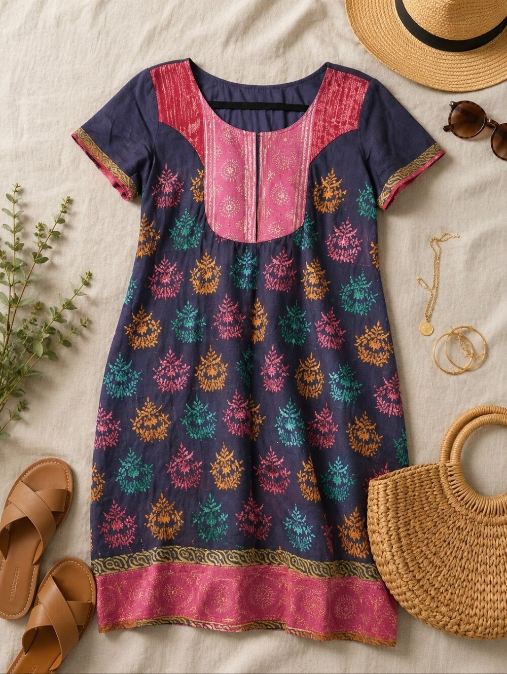 🩵 Floral Multicolor Women's Dress